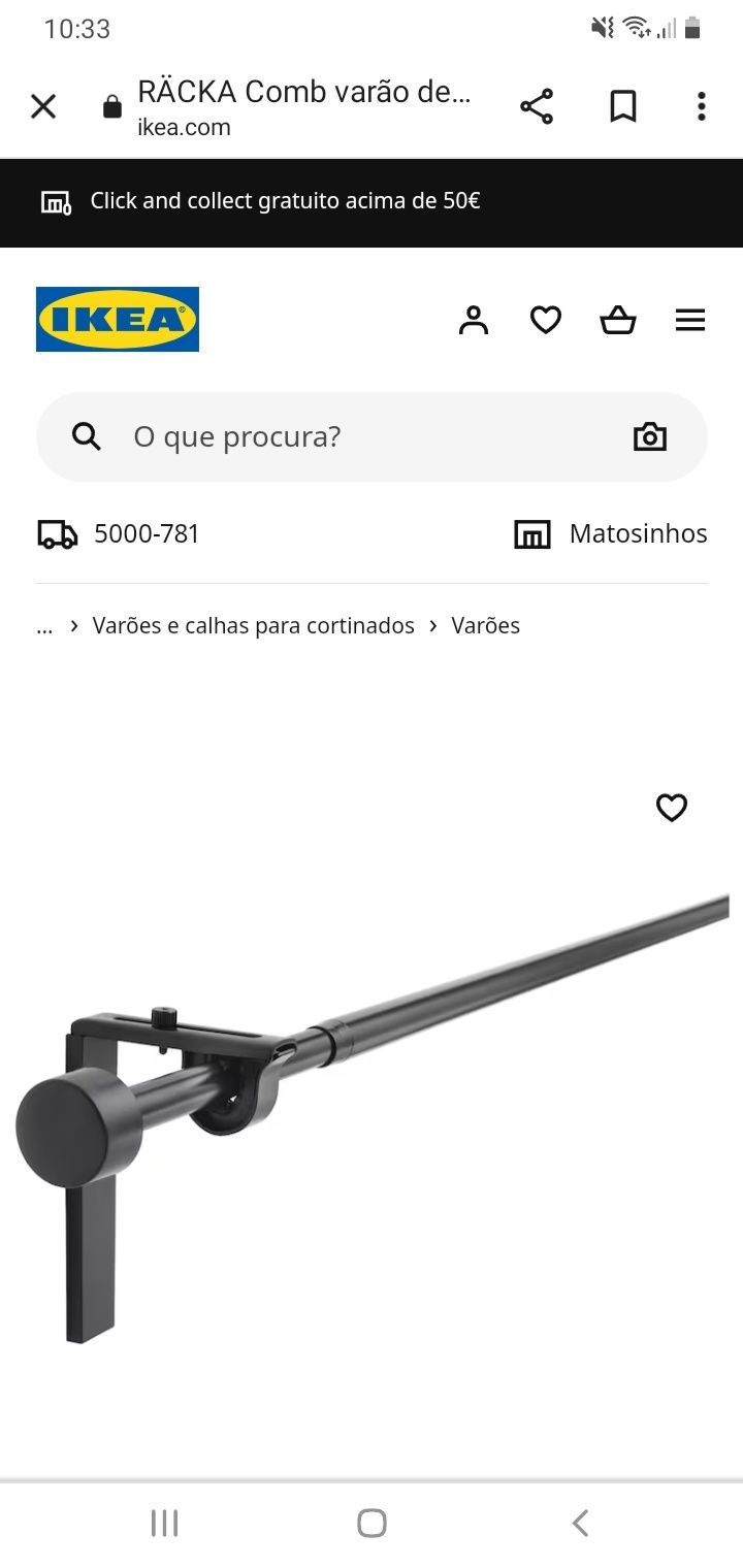 Varões cinzentos
Comb varão de cortinado, preto, 120-210 cm