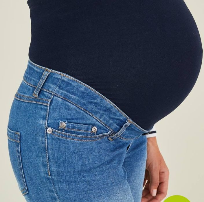 Jeans skinny em ganga stretch, para grávida - azul escuro desbotado