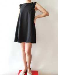 Czarna sukienka mini Mango S 36 rozkloszowana prosta elegancka