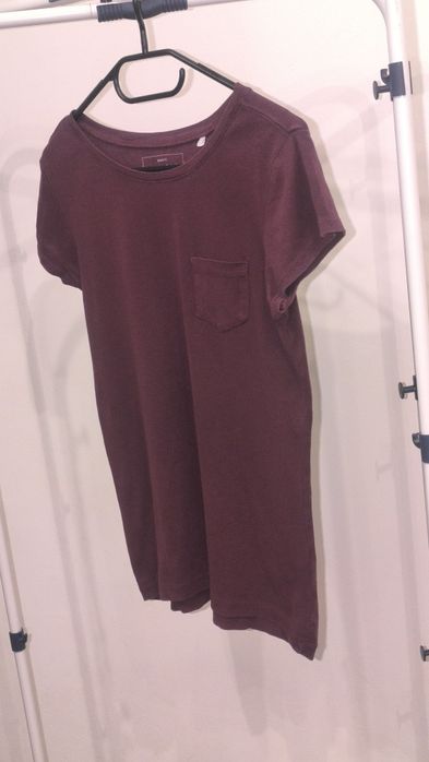 Bawełniana Koszulka Burgundowa z kieszonką rozmiar M