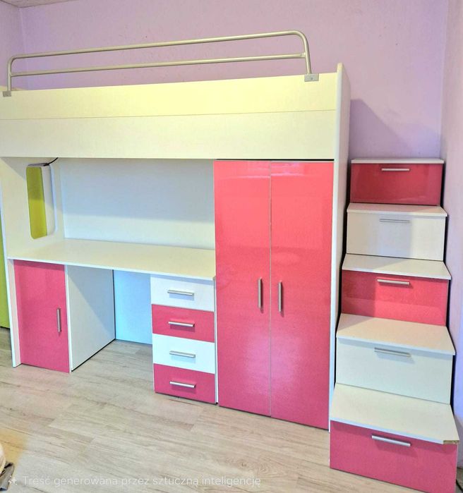 Komplet mebli dziecięcych łóżko biurko szafa regał
