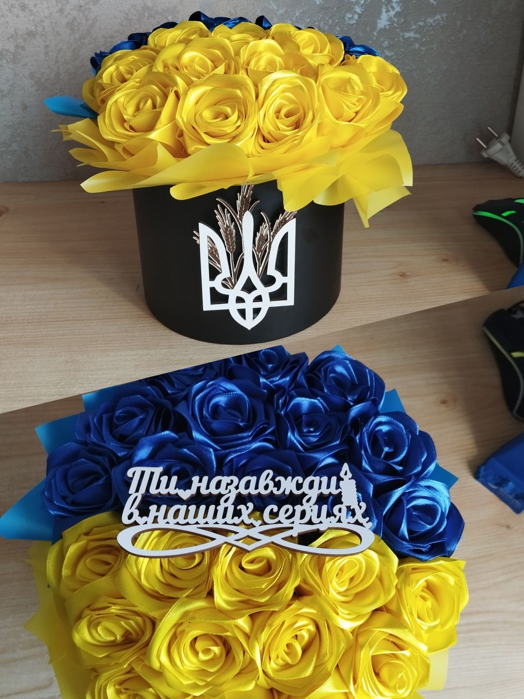 Букет з атласних квітів
