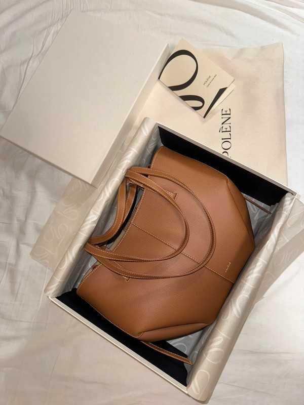 Polene Cyme Camel Textured Leather