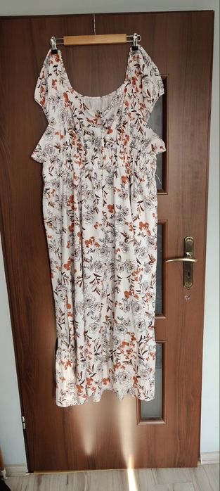 4XL 48 XXXL 46 sukienka na lato długa maxi kwiaty