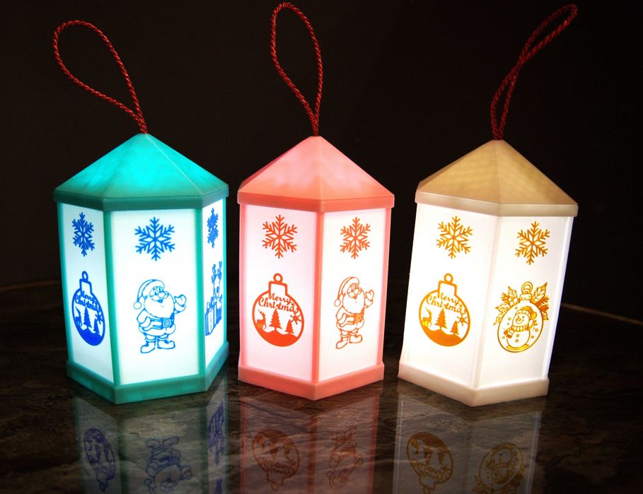 Lampion na roraty 15cm adwentowy dekoracyjny 3D ŚWIECĄCY LED+ Baterie