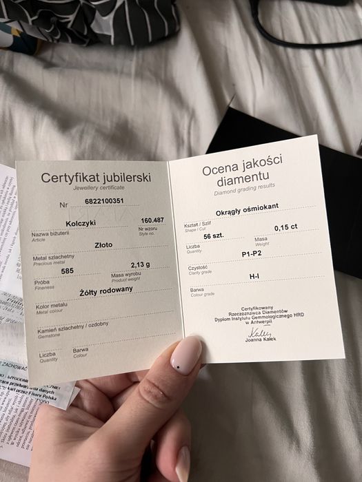 Idealne na prezent – złote kolczyki z diamentami 0,15 ct + certyfikat