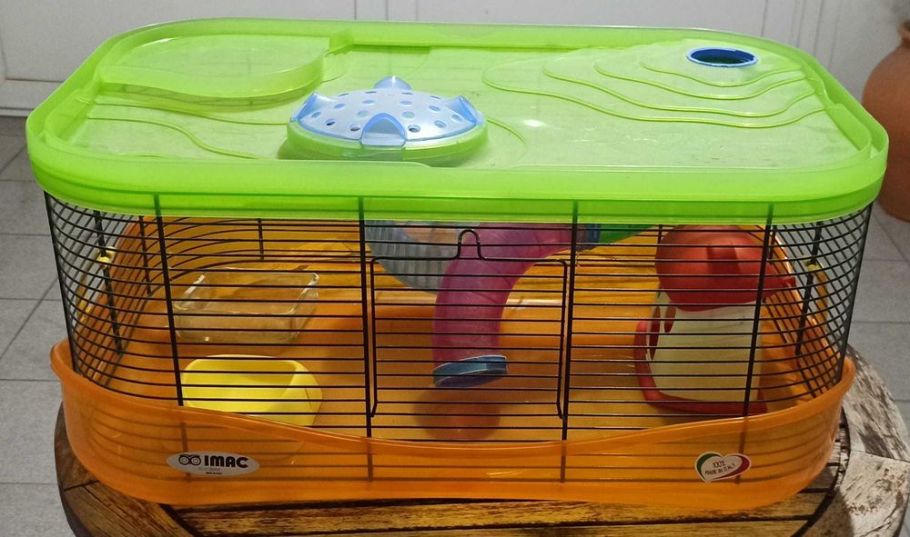 Gaiola com dois níveis e Roda para Hamsters