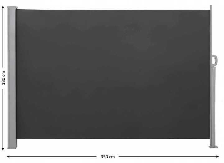 Markiza balkonowa boczna parawan osłona tarasowa 350 x 180 cm Szara