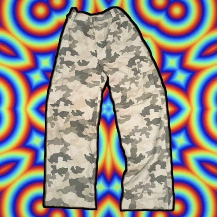 Spodnie YKY moro na gumce szerokie nogawki cargo vintage retro