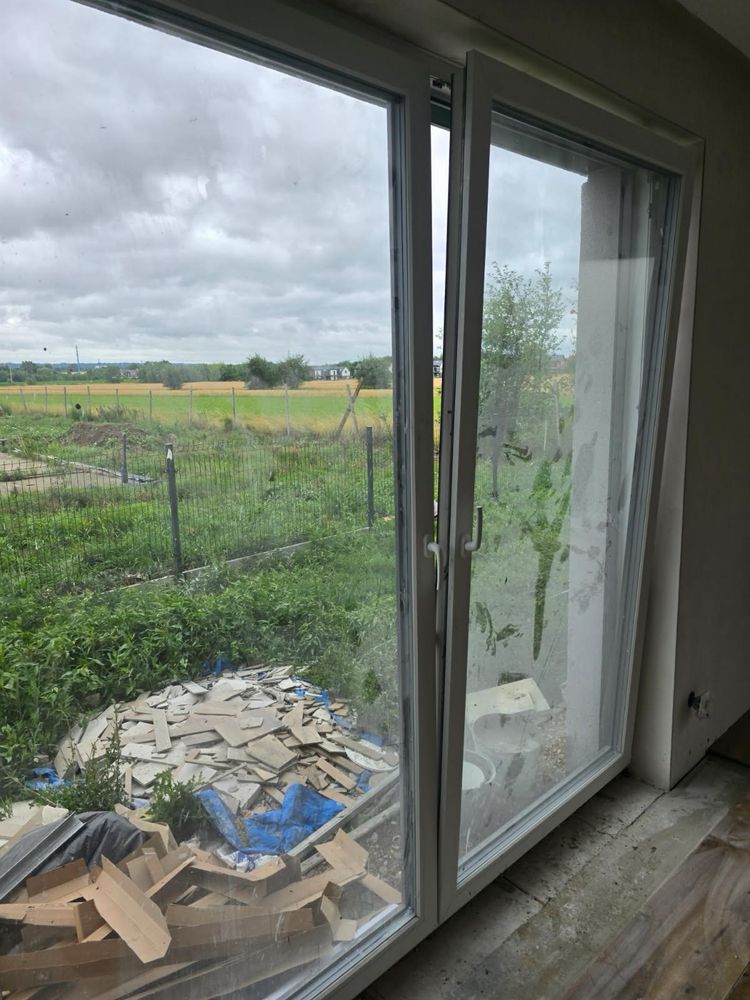Okno balkonowe 3 szybowe bialo/ antracyt