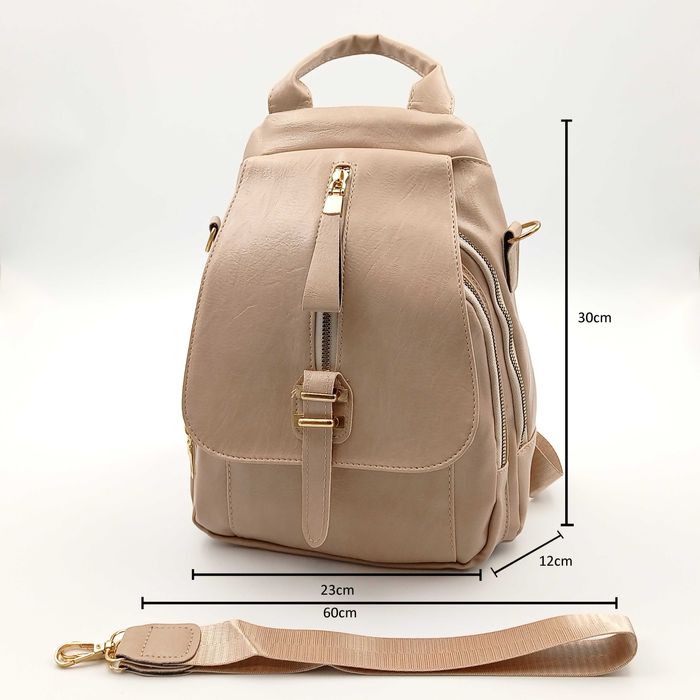 Plecak damski skórzany z klapą Mochila Bolsos biały