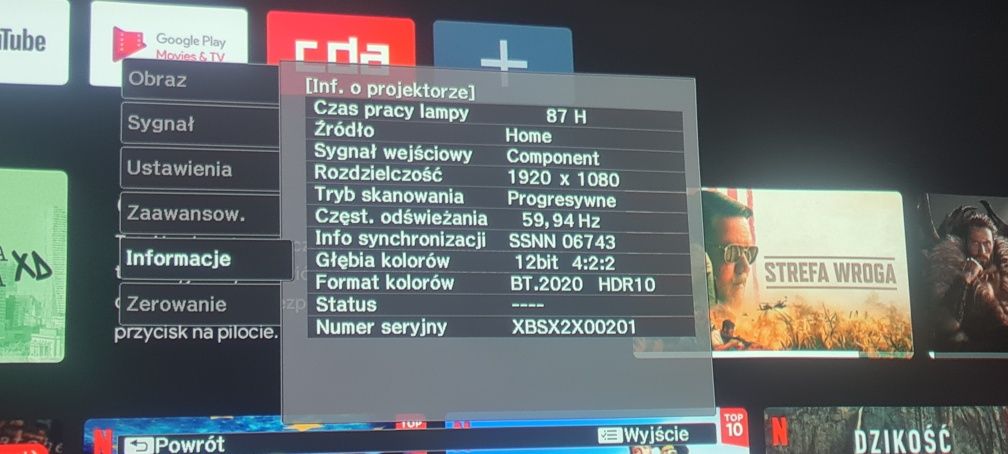 Projektor  epson tw 6250 4k android plus ekran zwijany
