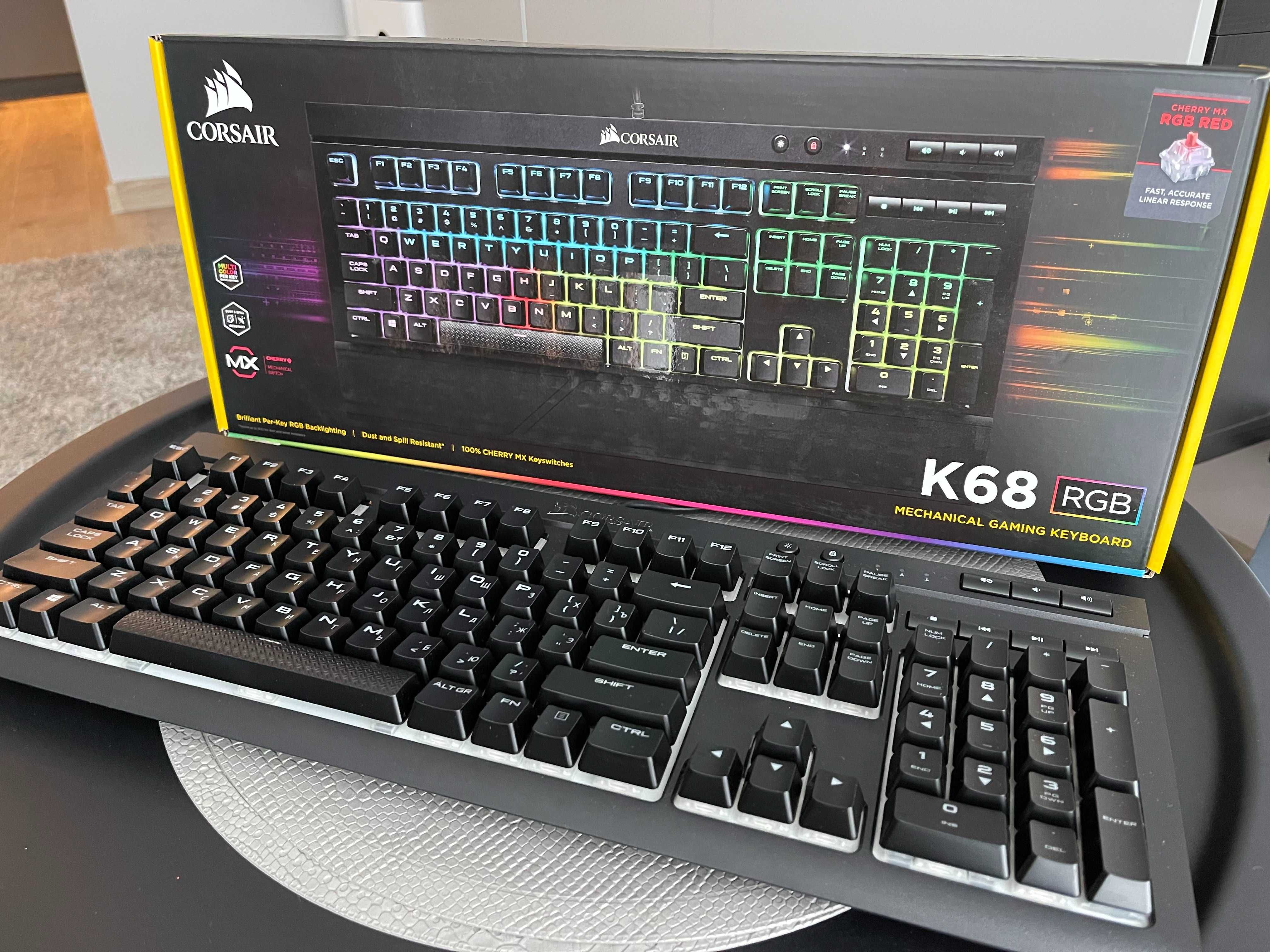 Klawiatura mechaniczna Corsair K68 RGB Cherry MX Red + RU rosyjska рус