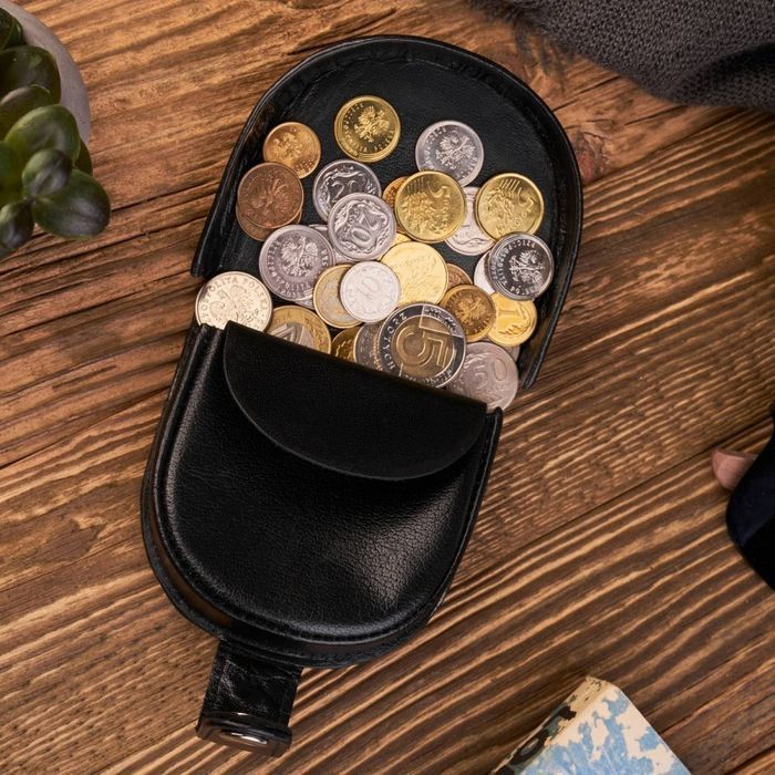 Skórzany portfel bilonówka podkówka na zatrzask Paolo Peruzzi T-50-BL