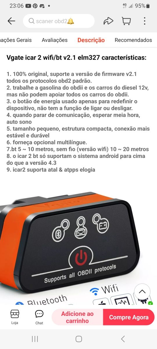 Obd para veículos Wifi