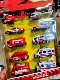 Nowy duży zestaw samochodzików aut Karetki + Straż Pożarna - zabawki