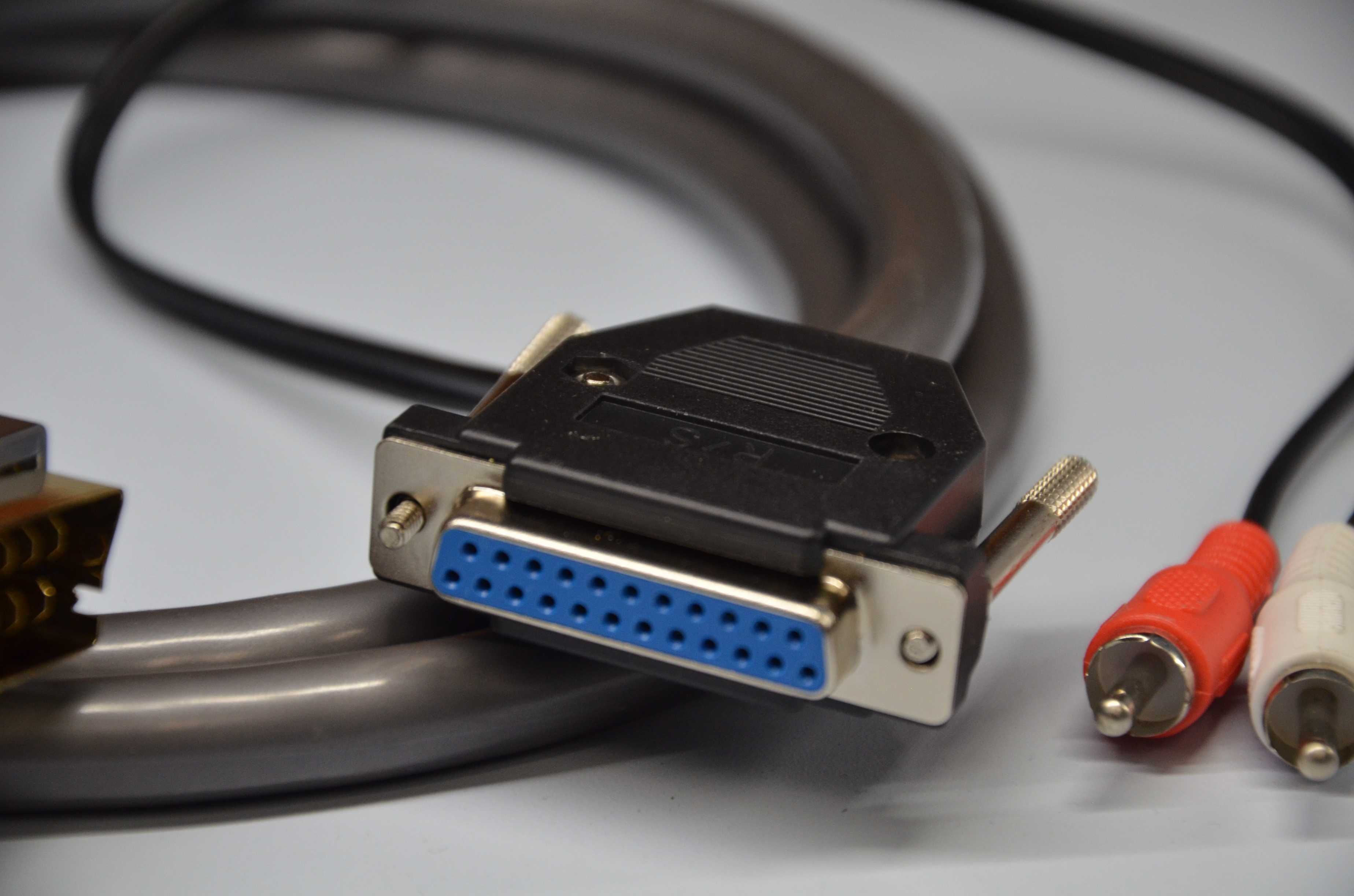 AMIGA Euro ORYGINALNY wtyk DB23 KABEL HQ przewód Oplot TV SCART 1,5m