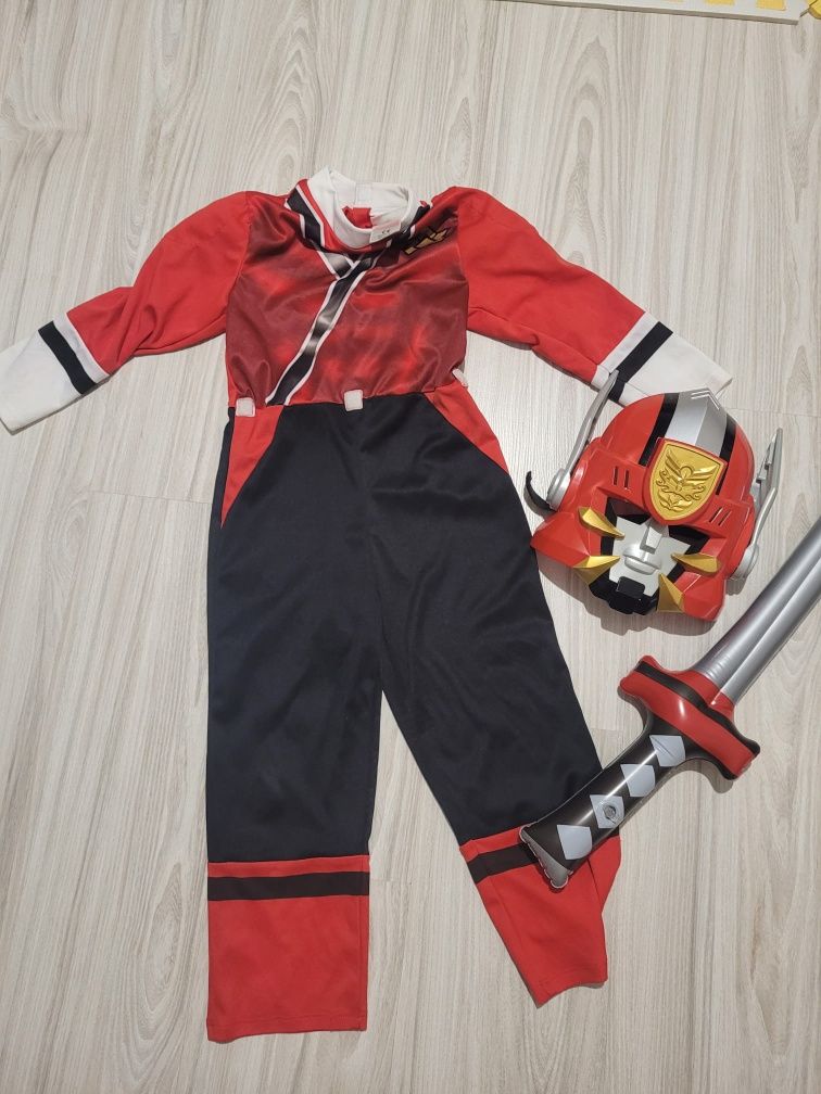 strój karnawałowy bal przebieranców power rangers samurai maska miecz