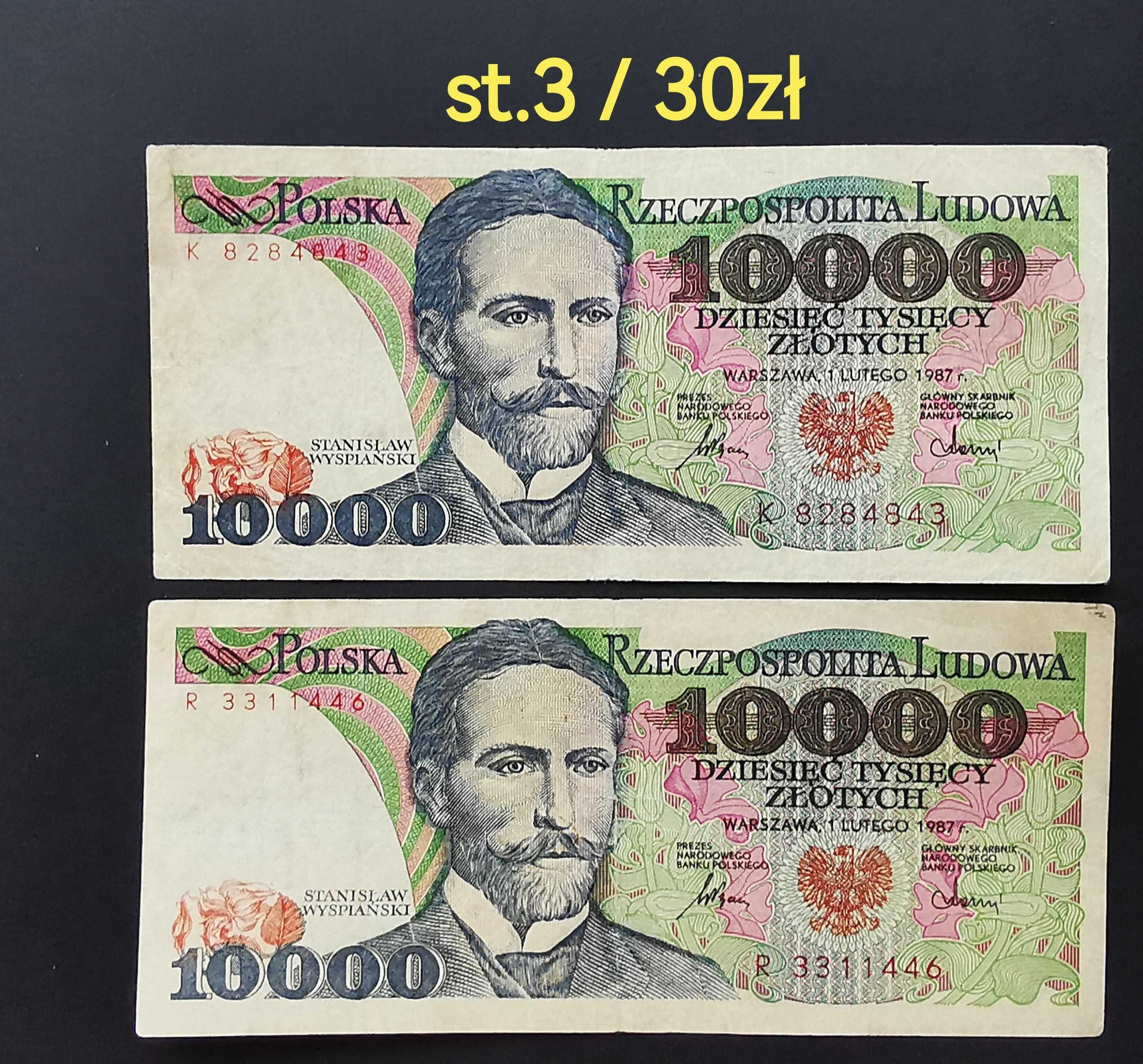 10.000zł 1987-88r  E,G,K,M,R,Z