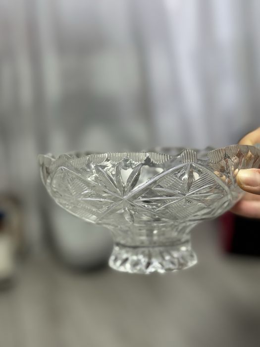 Хрусталь ваза цукерниця з кришкою салатник піала кришаль 90-х років