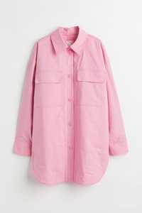 Оверсайз рожева довга куртка анорак сорочка дута вітровка утеплена h&m