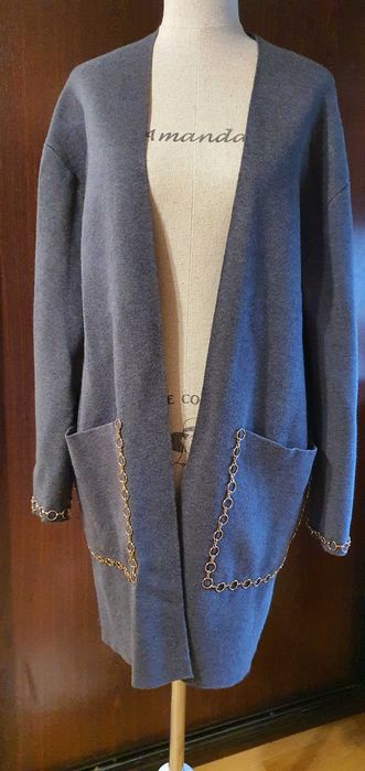 Sweterek damski Zara rozpinany narzutka wdzianko rozm. S/M szary