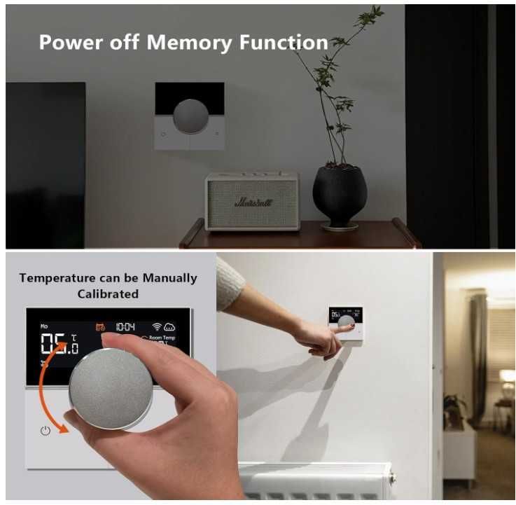 Inteligentny termostat KETOTEK KTF0176, sterowanie kotłem Wifi