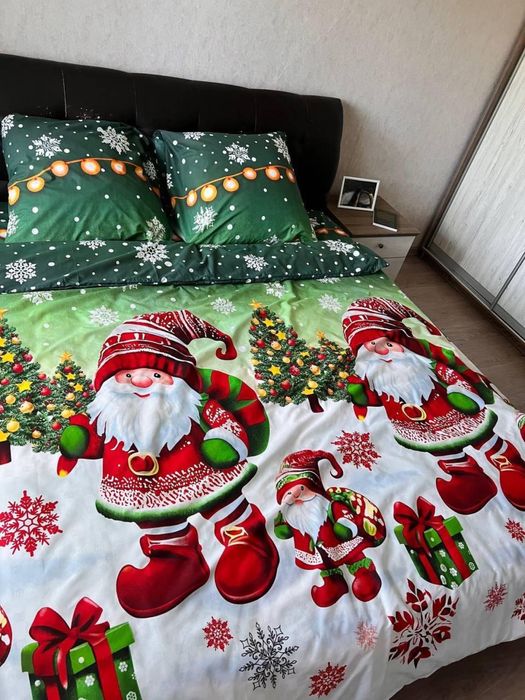 Постіль НОВОРІЧНА постель НОВОГОДНЯЯ натуральна яскрава на подарунок