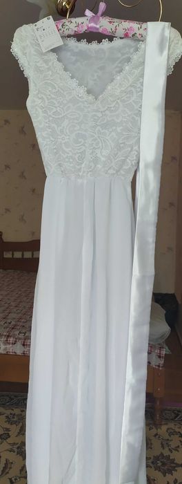 Мереживне біле плаття в підлогу, весільне, вечірнє, випускне, літнє