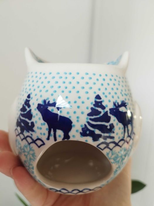 Ceramika Bolesławiec lampion kominek zapachowy sowa nowa