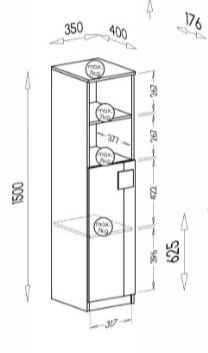 Szafka słupek biało szary