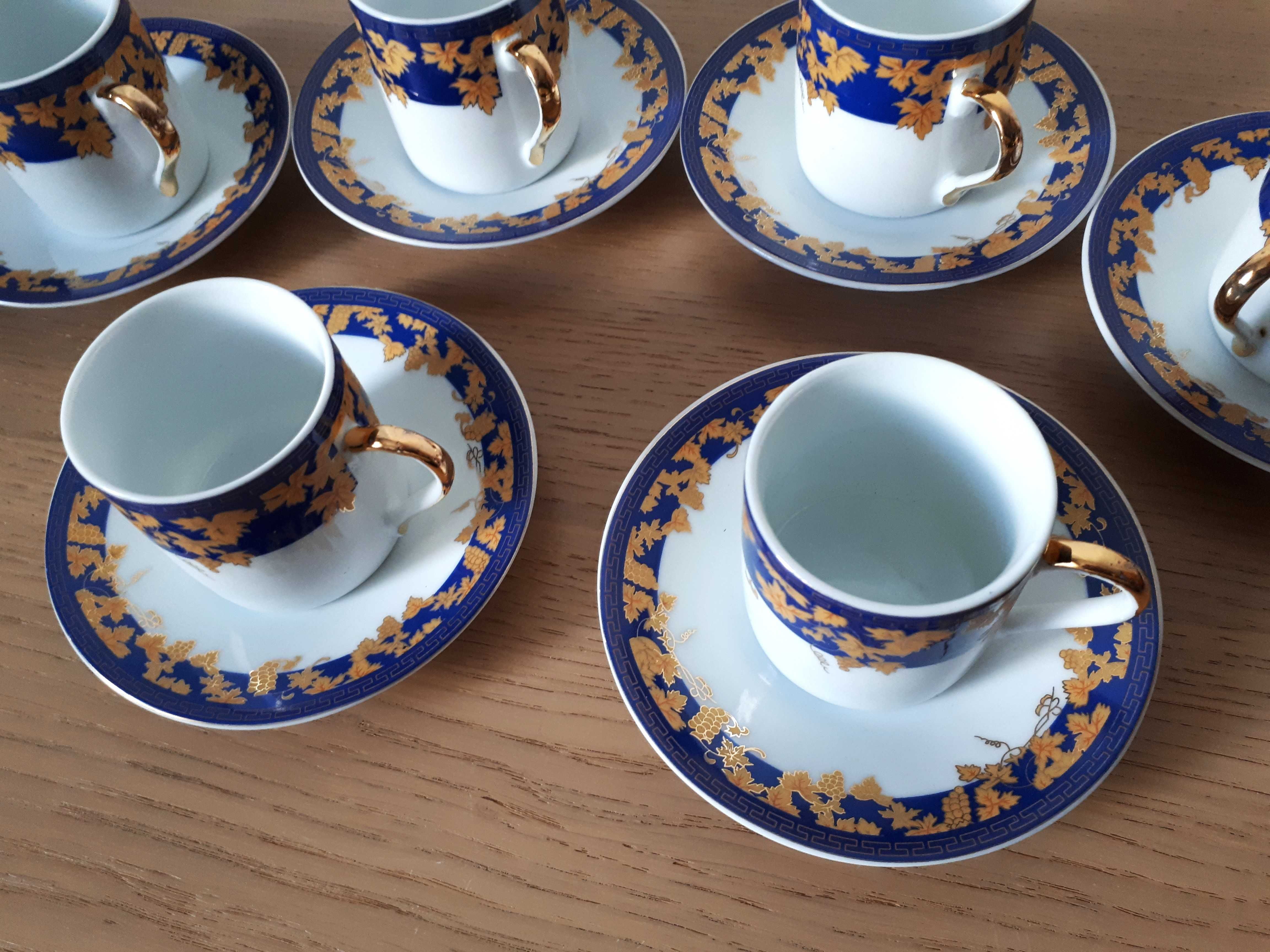 zestaw porcelany do kawy espresso filiżanki i talerzyki 6 szt. vintage