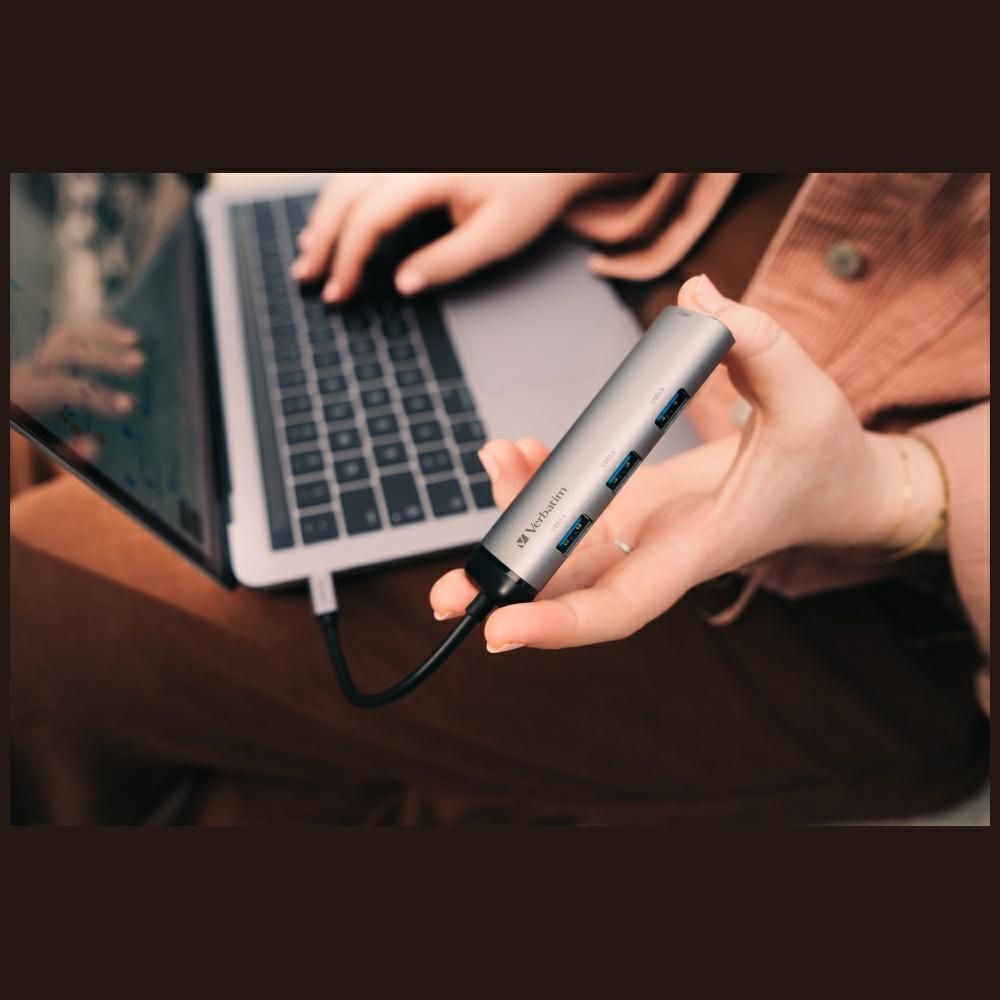 Verbatim Adapter Hub USB-C - 4xUSB-A 3.2 aluminiowy/aluminum 49147