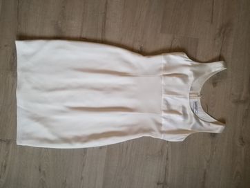 Elegancka kremowa sukienka M 40, satyna, żorżeta