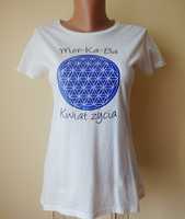 T shirt ,boho bluzka biała Symbol Kwiat Życia  M/L