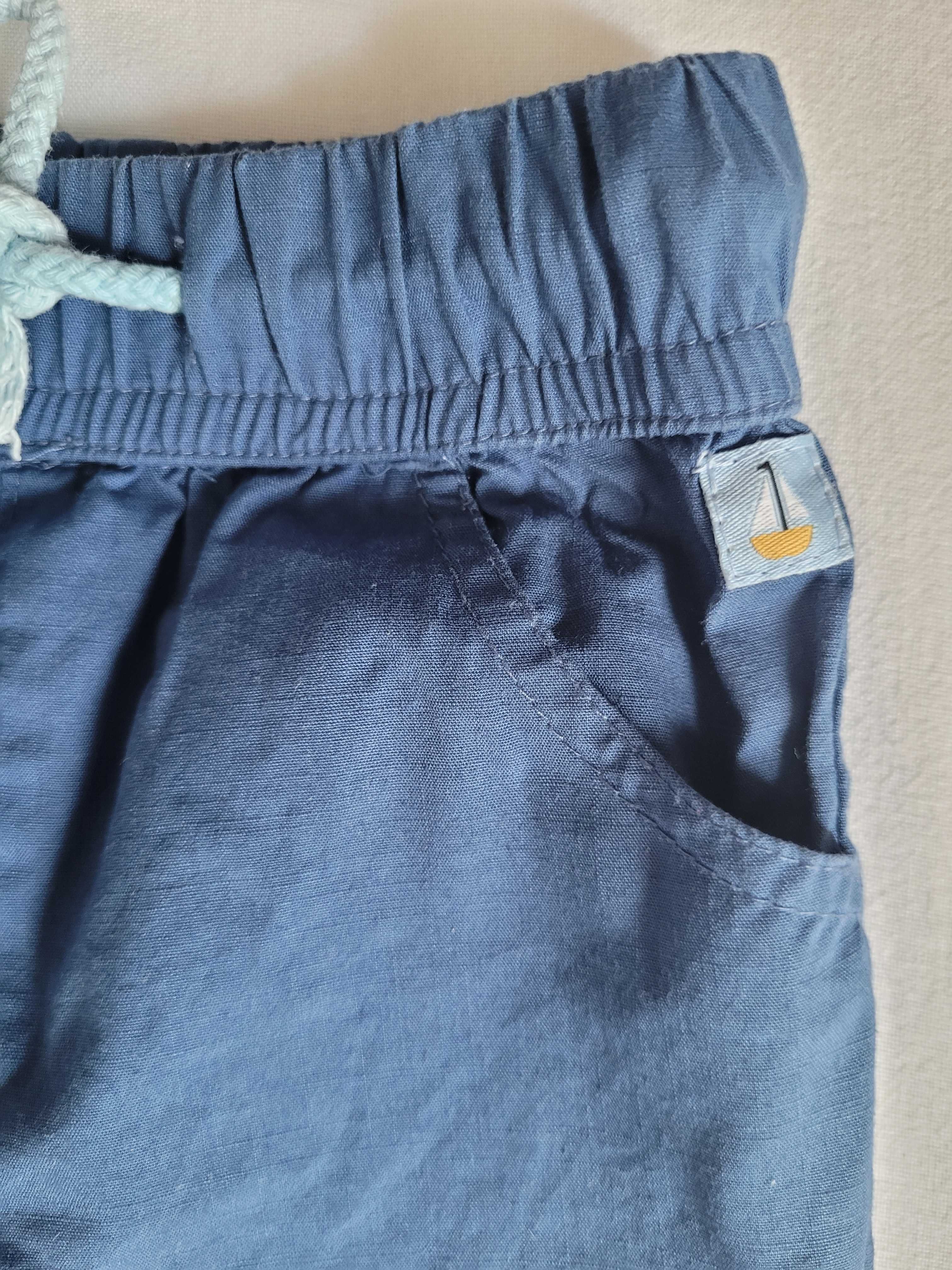 Niebieskie bawełniane spodnie niemowlęce r.68