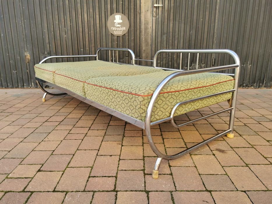 Sofa chrom proj. Robert Slezak/ KOVONA Czechosłowacja '30-50, Bauhaus