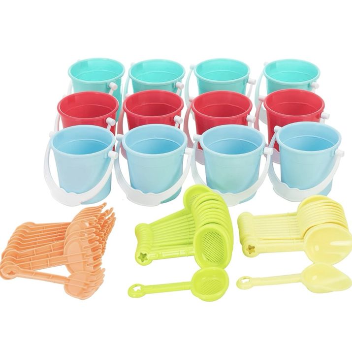 Zestaw mini wiaderek i łopatek do piasku plażowego 12 zestawów