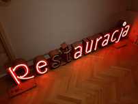 Restauracja neon reklama szyld PRL tranformatory stary zabytkowy loft