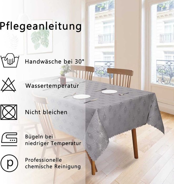 Obrus żakardowy, ochronny obrus do jadalni i hoteli, szary 132*178 cm