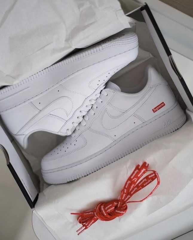 AF1\Powietrze*airDamskieNikeForce1SupremeWhite UnisexTrampki Rozm.45