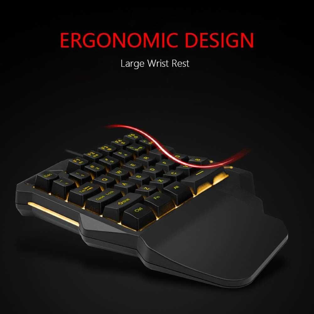 Jednoręczna klawiatura do gier, podświetlana RGB 35 klawiszy