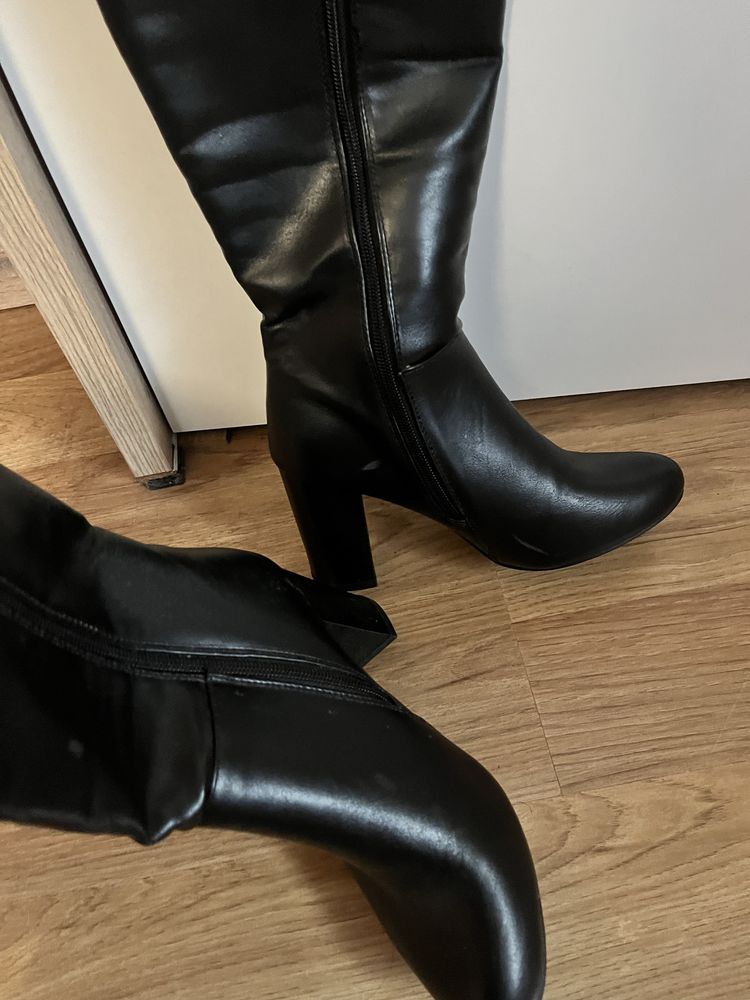 Buty botki kozaki damskie czarne nowe