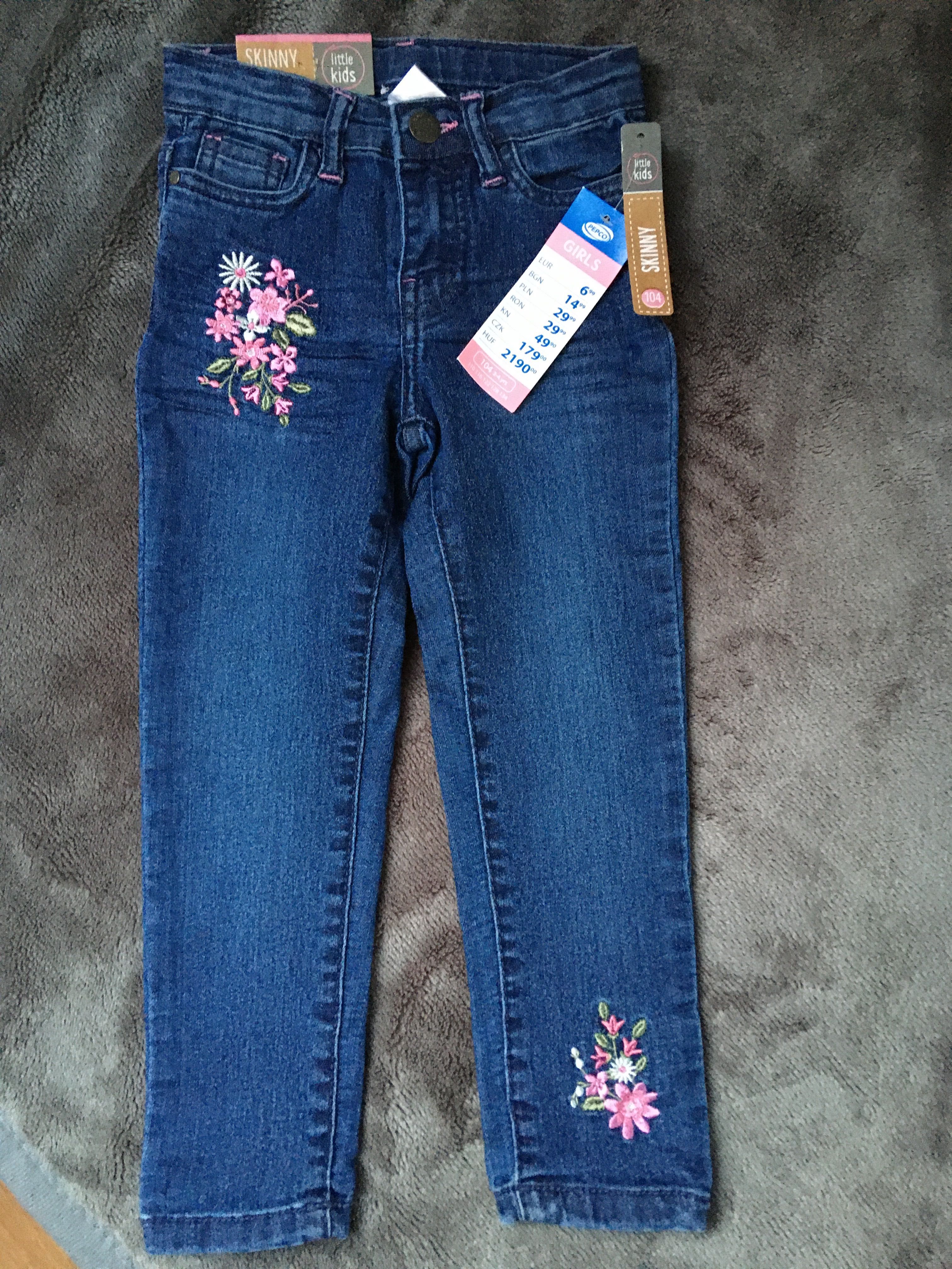 2 pary Nowe Spodnie jeansy dla dziewczynki rozmiar 104.
