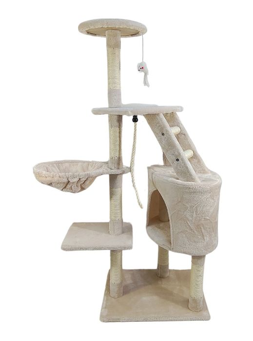 UŻYWANY Drapak dla kota domek drabinka legowisko lina; PH8012-BE 125cm