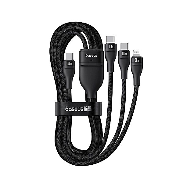 Kabel 3w1 Baseus Flash Series 3/100W USB-C - USB-C+USB-C+Lightning 1,5