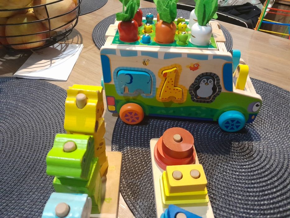 Drewniany Samochód Montessori 8w1 i dwie układanki