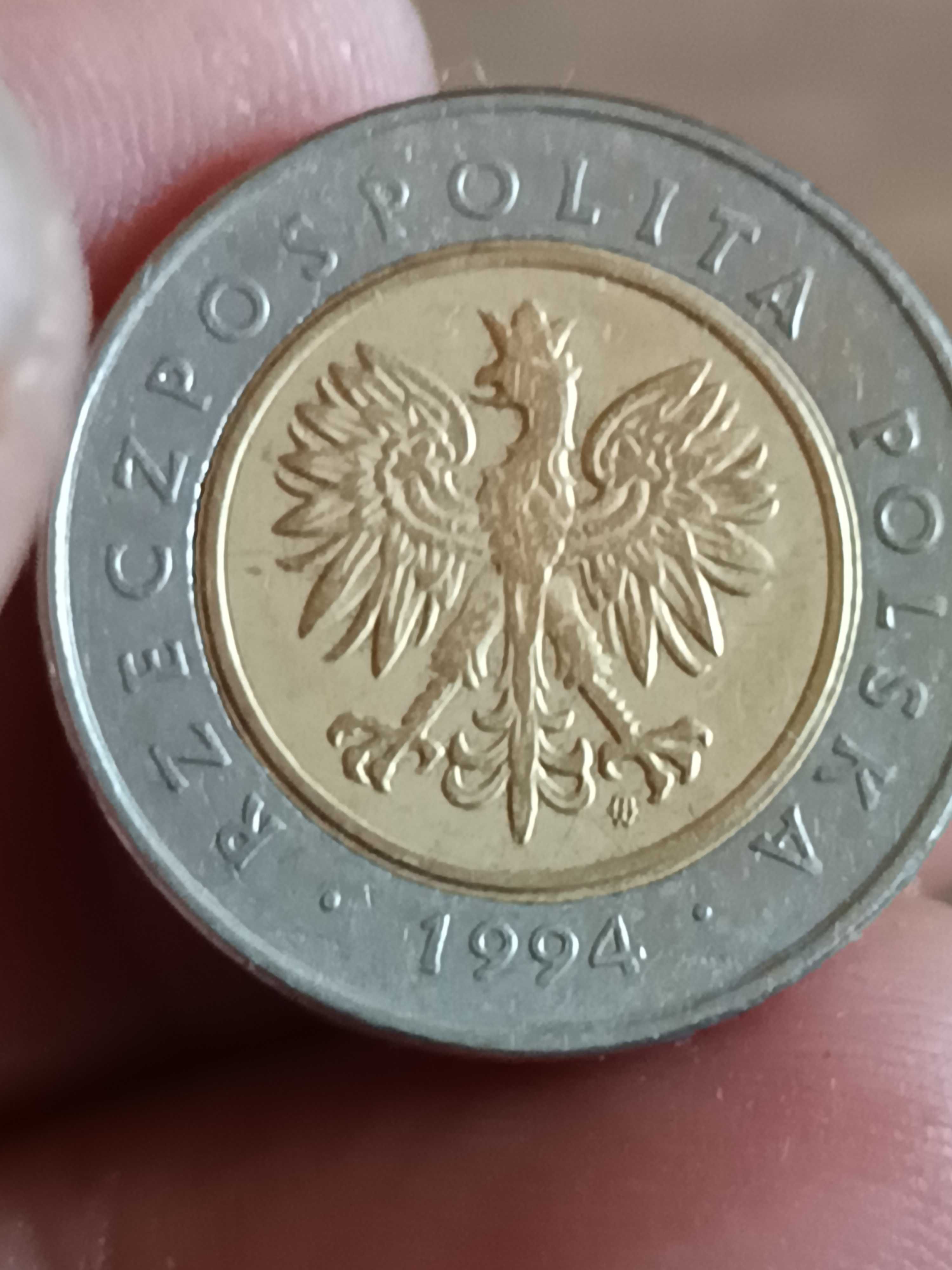 Sprzedam monetę 5 zloty 1994 rok błąd bicia pierścienia