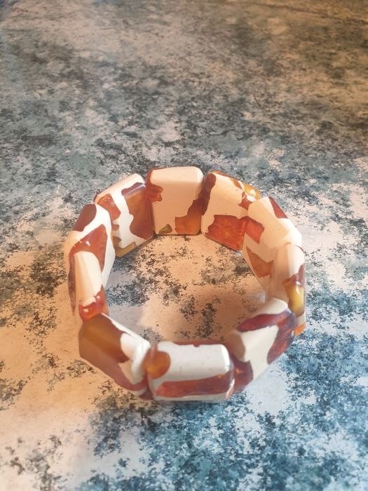 Bransoletka Jantar Handmade Amber With Resin Bracelet, Multicolor