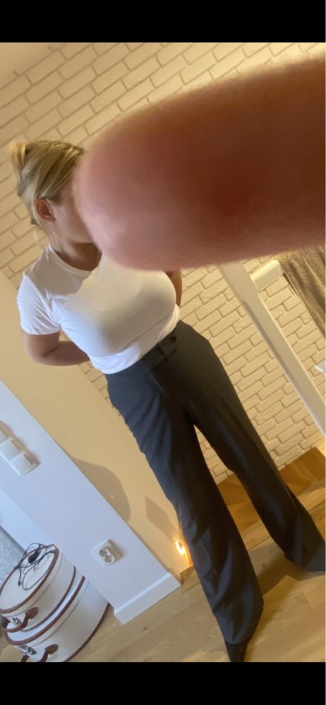 Spodnie eleganckie Calvin Klein szare proste nogawki